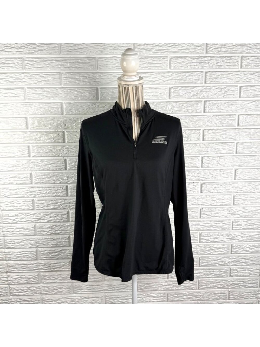Skechers Performance Black Long Sleeve Quarter Zip Pullover Shirt Extra Large
